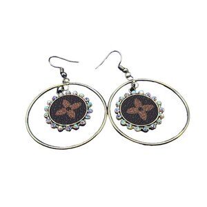 Upcycled blossom designer logo earrings